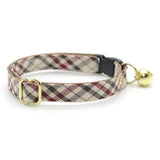Made By Cleo - "Newberry" - Beige Tan Plaid Cat Collar