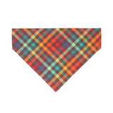 Made By Cleo - "Campfire" - Rainbow Plaid Bandana for Cat + Small Dog