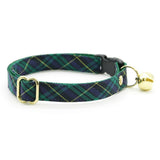 Made By Cleo - "Hunter" - Green/Blue Plaid Cat Collar