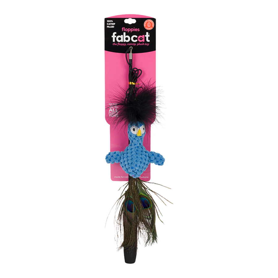 fabcat Floppy Peacock Teaser Cat Toy