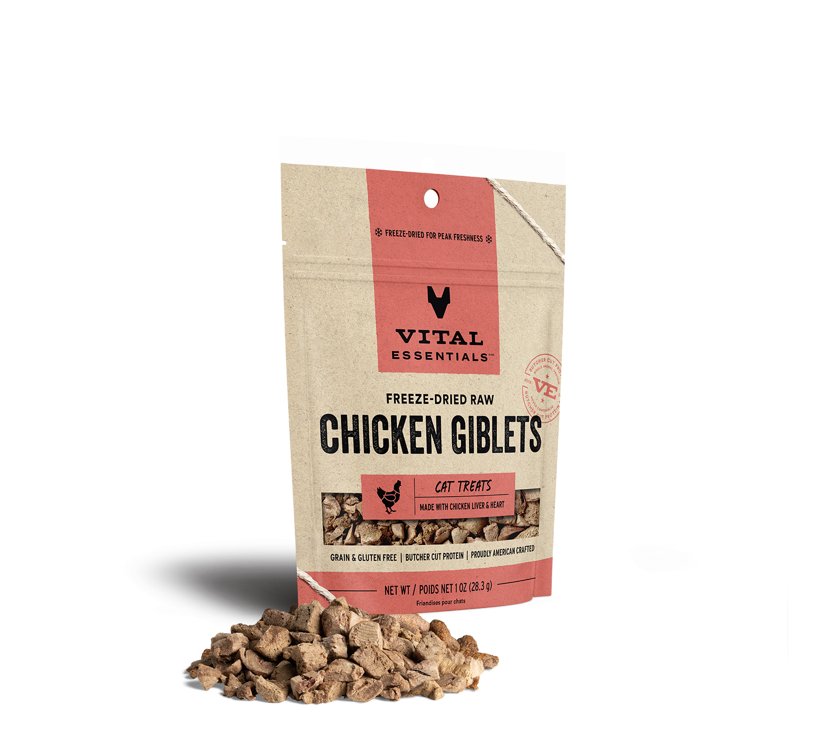 Vital Essentials Cat Freeze-Dried Chicken Giblets Treat 1oz