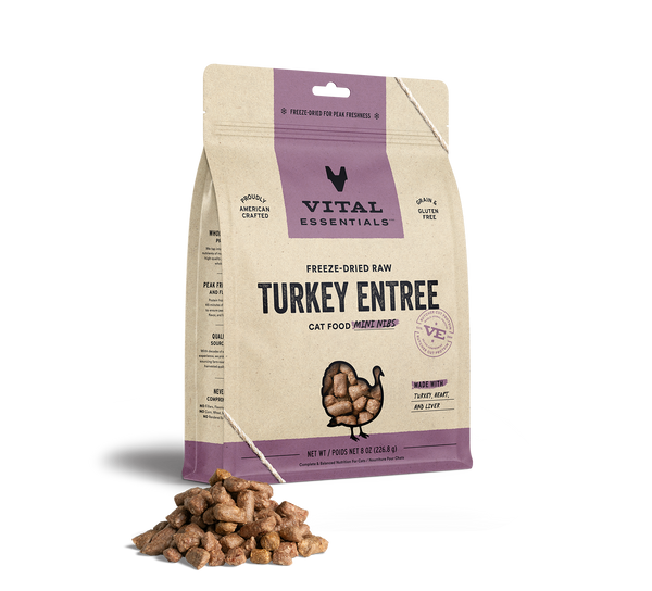Vital Essentials Cat Freeze-Dried Mini Nibs Turkey Cat Food