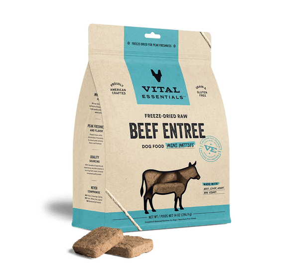 Vital Essentials Raw Freeze-Dried Mini Patties Beef Dog Food