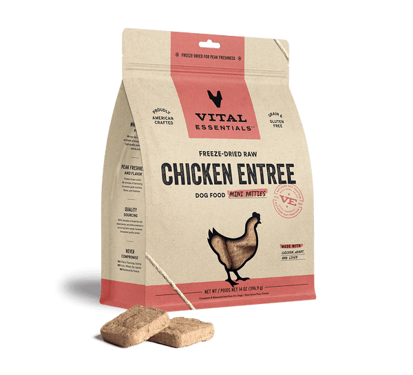 Vital Essentials Raw Freeze-Dried Mini Patties Chicken Dog Food