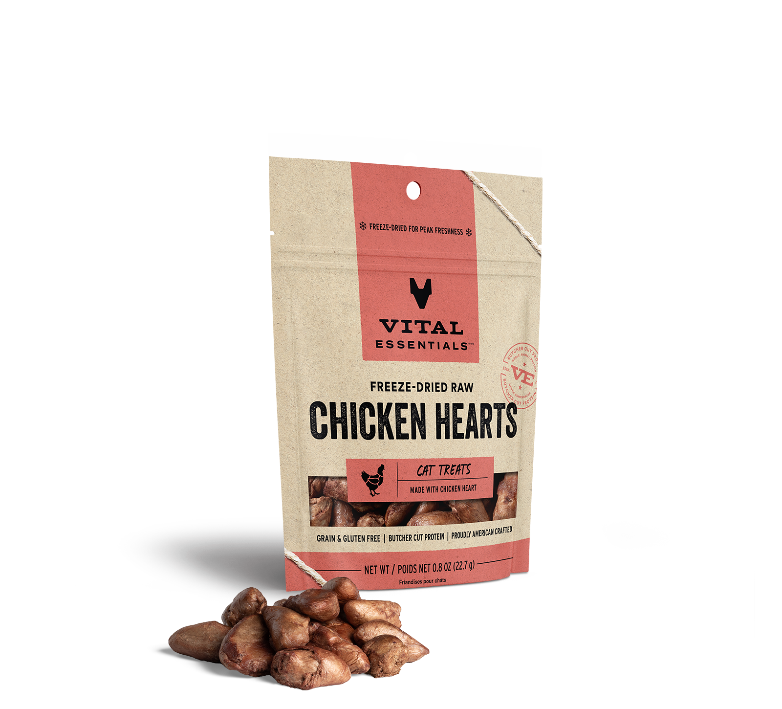 Vital Essentials Cat Freeze-Dried Chicken Hearts Treat 0.8oz