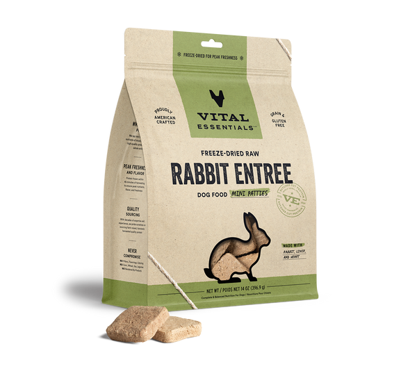 Vital Essentials Raw Freeze-Dried Mini Patties Rabbit Dog Food