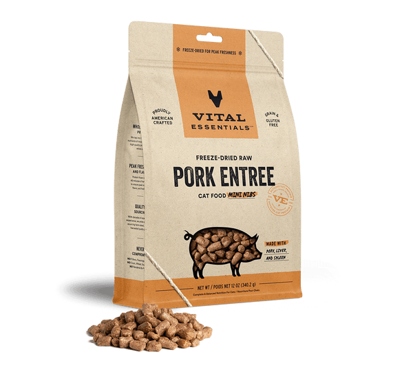 Vital Essentials Cat Freeze-Dried Mini Nibs Pork Cat Food