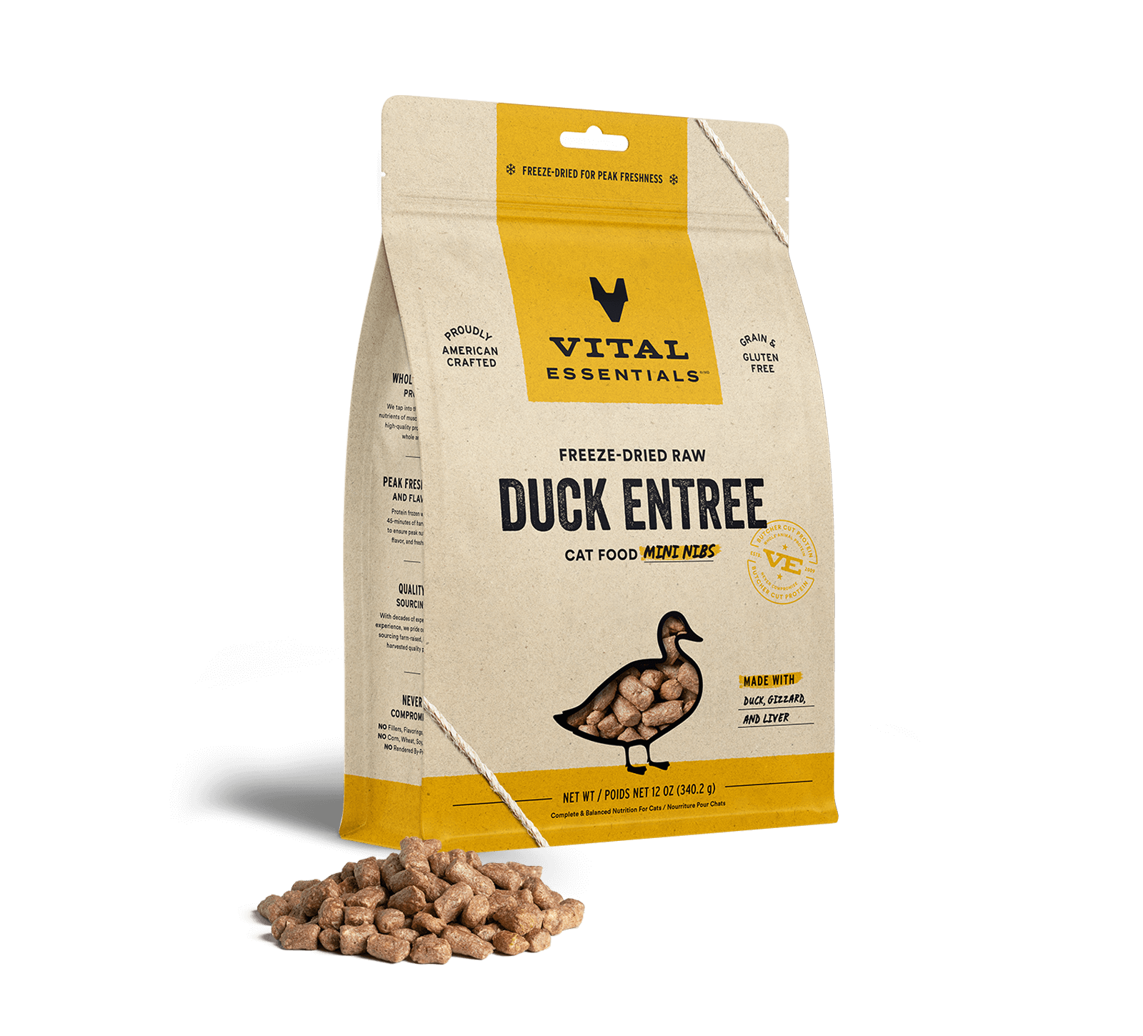 Vital Essentials Cat Freeze-Dried Mini Nibs Duck Cat Food