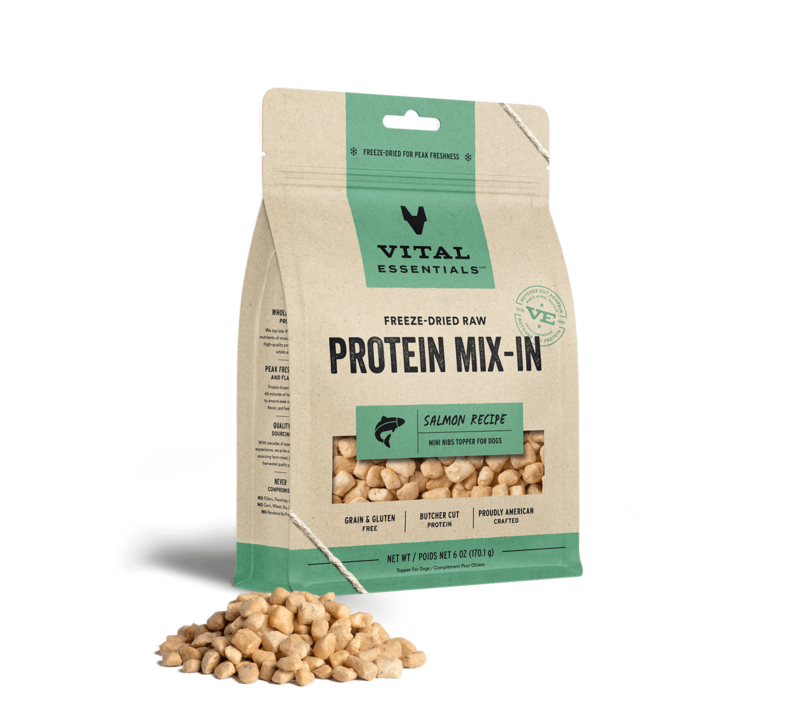 Vital Essentials Freeze-Dried Raw Protein Mix-In Mini Nibs Salmon Topper for Dogs