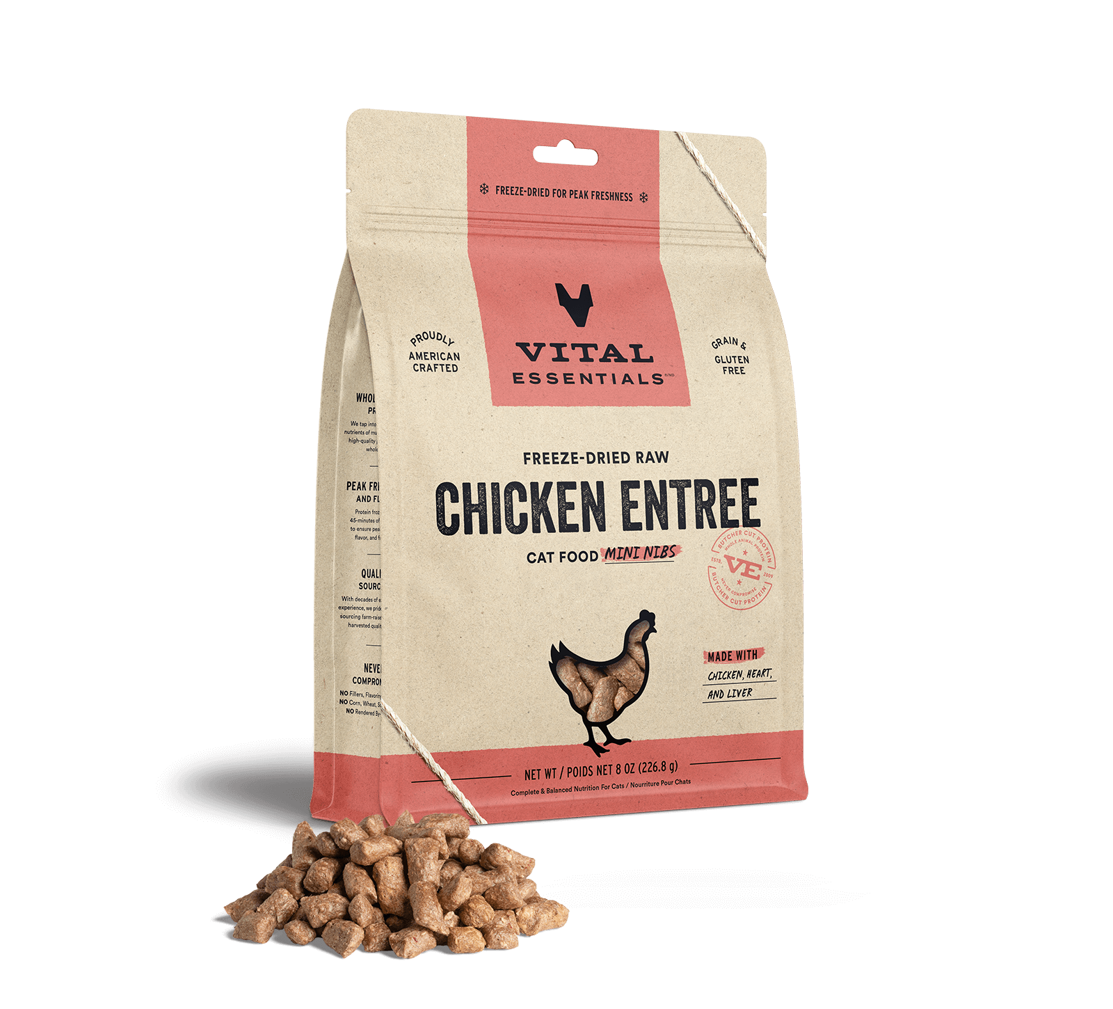 Vital Essentials Cat Freeze-Dried Mini Nibs Chicken Cat Food