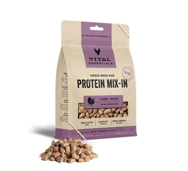 Vital Essentials Freeze-Dried Raw Protein Mix-In Mini Nibs Turkey Topper for Dogs