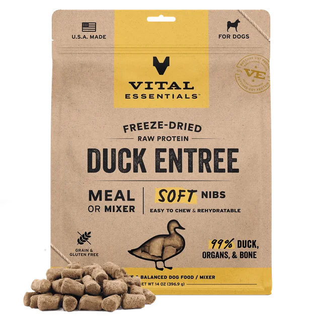 Vital Essentials Raw Freeze-Dried Soft Nibs Duck Entree & Mixer for Dogs