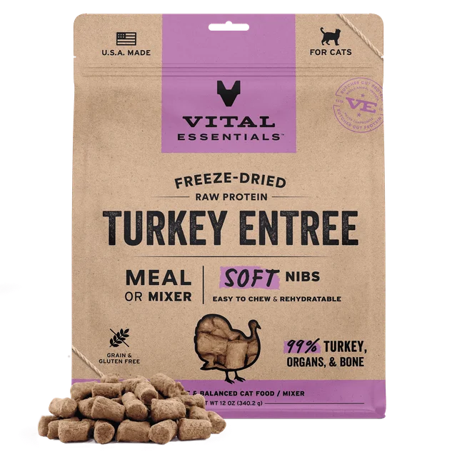 Vital Essentials Cat Freeze-Dried Soft Mini Nibs Turkey Cat Food