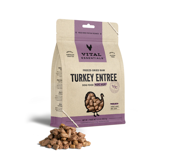 Vital Essentials Raw Freeze-Dried Mini Nibs Entree for Dogs Turkey