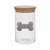 Sparky & Co 20oz Metallic Bone Cylinder Glass Treat Canister With Bamboo Lid