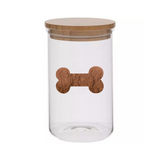 Sparky & Co 20oz Metallic Bone Cylinder Glass Treat Canister With Bamboo Lid