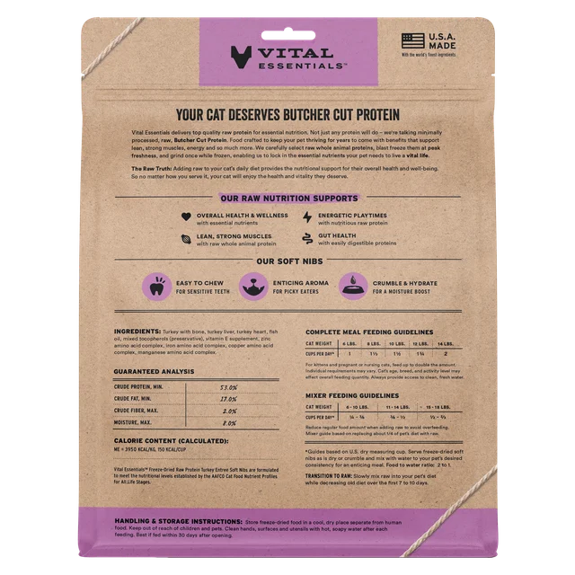 Vital Essentials Cat Freeze-Dried Soft Mini Nibs Turkey Cat Food