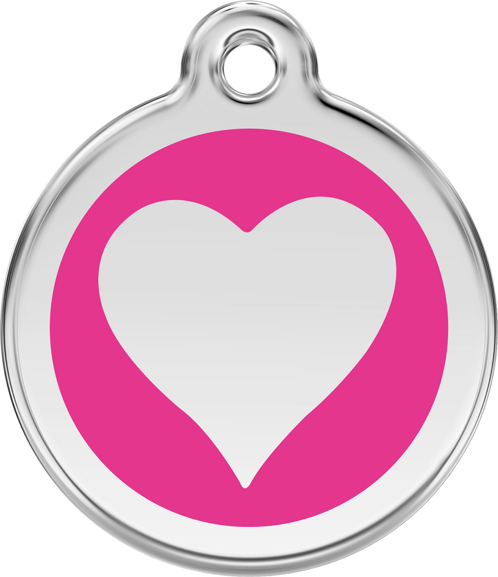 Red Dingo Enamel Pet ID Tag - 1HT - Heart Hot Pink / Large - Paw Naturals