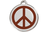 Red Dingo Enamel Pet ID Tag - 1PC - Peace Sign Brown / Large - Paw Naturals