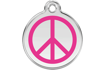 Red Dingo Enamel Pet ID Tag - 1PC - Peace Sign Hot Pink / Large - Paw Naturals