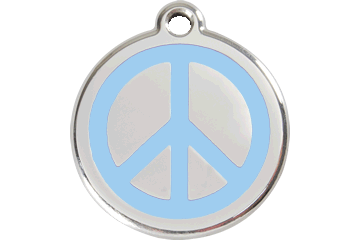 Red Dingo Enamel Pet ID Tag - 1PC - Peace Sign Light Blue / Large - Paw Naturals