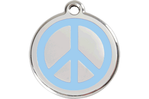 Red Dingo Enamel Pet ID Tag - 1PC - Peace Sign Light Blue / Large - Paw Naturals