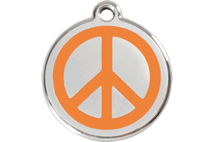 Red Dingo Enamel Pet ID Tag - 1PC - Peace Sign Orange / Large - Paw Naturals