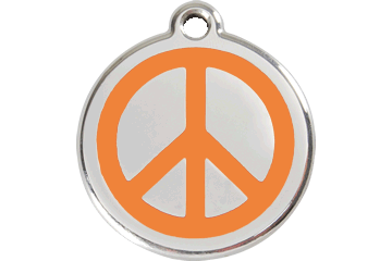 Red Dingo Enamel Pet ID Tag - 1PC - Peace Sign Orange / Large - Paw Naturals
