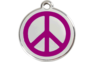 Red Dingo Enamel Pet ID Tag - 1PC - Peace Sign Purple / Large - Paw Naturals