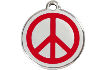 Red Dingo Enamel Pet ID Tag - 1PC - Peace Sign Red / Large - Paw Naturals