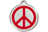 Red Dingo Enamel Pet ID Tag - 1PC - Peace Sign Red / Large - Paw Naturals
