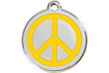 Red Dingo Enamel Pet ID Tag - 1PC - Peace Sign Yellow / Large - Paw Naturals