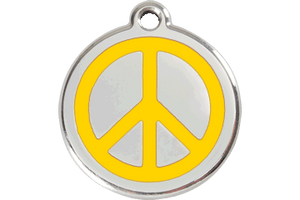 Red Dingo Enamel Pet ID Tag - 1PC - Peace Sign Yellow / Large - Paw Naturals