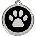 Red Dingo Enamel Pet ID Tag - 1PP - Paw Print Black / Large - Paw Naturals