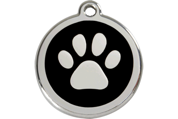 Red Dingo Enamel Pet ID Tag - 1PP - Paw Print Black / Large - Paw Naturals