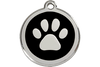 Red Dingo Enamel Pet ID Tag - 1PP - Paw Print Black / Large - Paw Naturals
