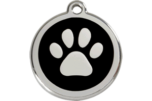 Red Dingo Enamel Pet ID Tag - 1PP - Paw Print Black / Large - Paw Naturals
