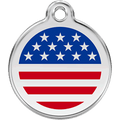 Red Dingo Enamel Pet ID Tag - 1US - US Flag Small - Paw Naturals