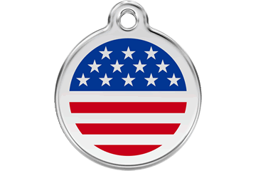 Red Dingo Enamel Pet ID Tag - 1US - US Flag Small - Paw Naturals