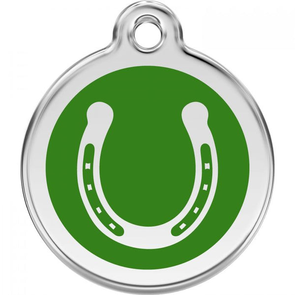 Red Dingo Enamel Pet ID Tag - 1HS - Horseshoe Green / Large - Paw Naturals