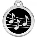 Red Dingo Enamel Pet ID Tag - 1MU - Music Notes Black / Large - Paw Naturals