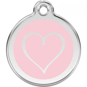 Red Dingo Enamel Pet ID Tag - 1TH - Cartoon Heart Pink / Large - Paw Naturals