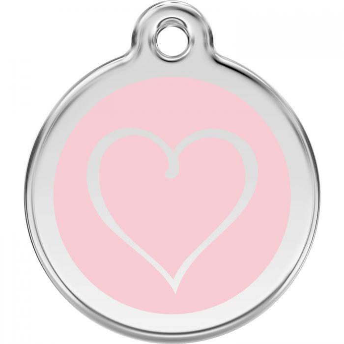 Red Dingo Enamel Pet ID Tag - 1TH - Cartoon Heart Pink / Large - Paw Naturals