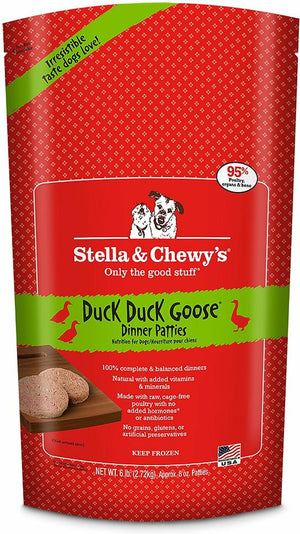 Stella & Chewy's Duck Duck Goose Dinner Patties Raw Frozen Dog Food 6lb - Paw Naturals