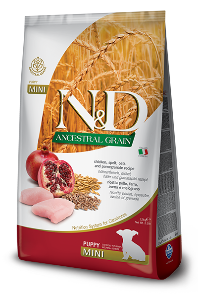 Farmina N&D Ancestral Grain Chicken & Pomegranate Dry Dog Food 5.5lb / Puppy Mini - Paw Naturals