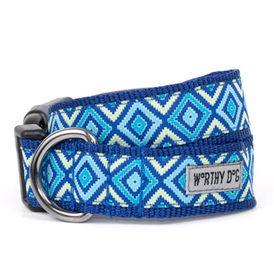 The Worthy Dog Graphic Diamond Blue Collar & Lead Collection