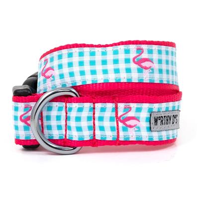The Worthy Dog Gingham Flamingo Collar & Lead Collection