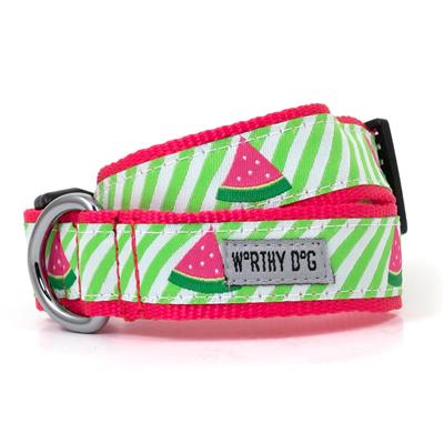 The Worthy Dog Green Stripe Watermelon Collar & Lead Collection - Paw Naturals