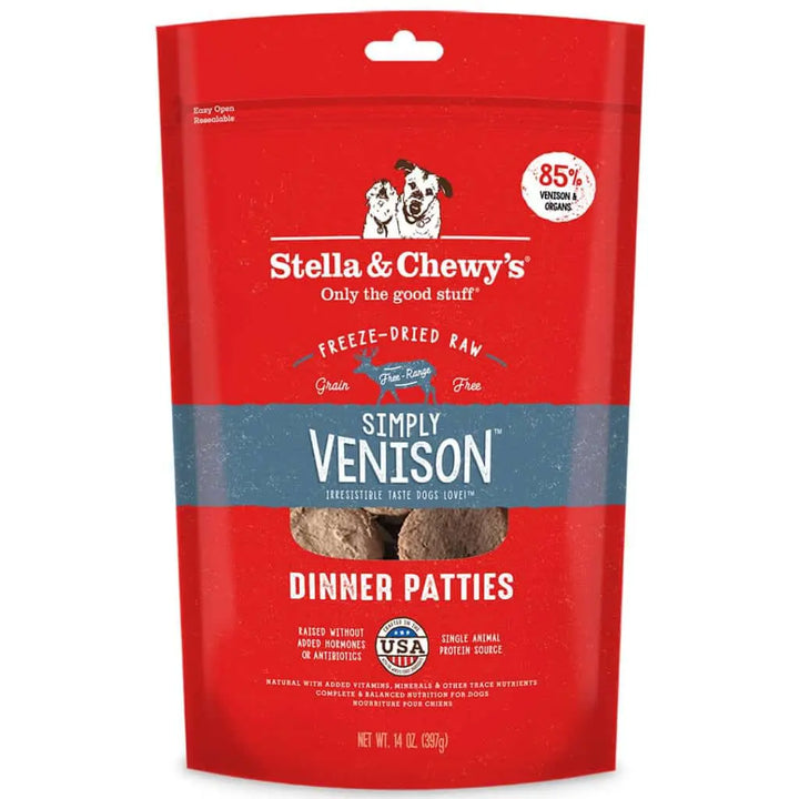 Stella & Chewy's Simply Venison Dinner Patties Raw Freeze-Dried Dog Food 14oz - Paw Naturals