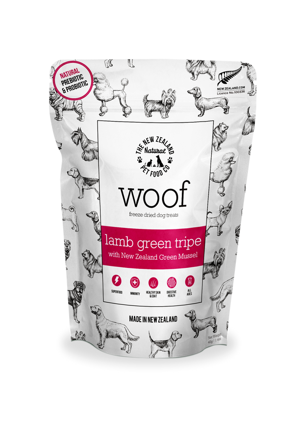 The New Zealand Natural Pet Food Co. Woof Raw Freeze-Dried Lamb Green Tripe W/ Nz Green Lipped Mussels 1.4oz